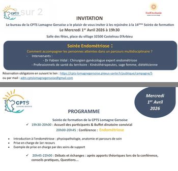  La CPTS Lomagne Gersoise vous donne rendez-vous pour sa 14ᵉ soirée de formation 