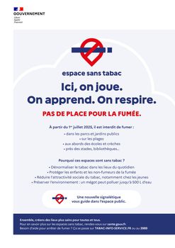 Des espaces sans tabac pour protéger notre santé et notre environnement.