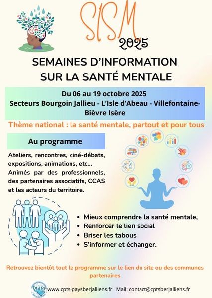 LES SEMAINES D'INFORMATIONS SUR LA SANTE MENTALE : « Pour notre santé mentale, réparons le lien social »