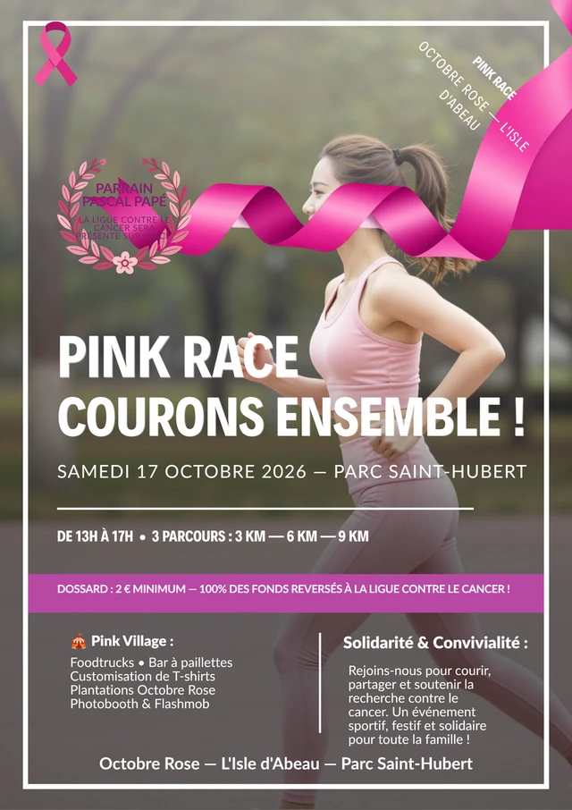 Octobre Rose : tous en rose au parc Saint-Hubert à l'Isle d'Abeau le 17 octobre