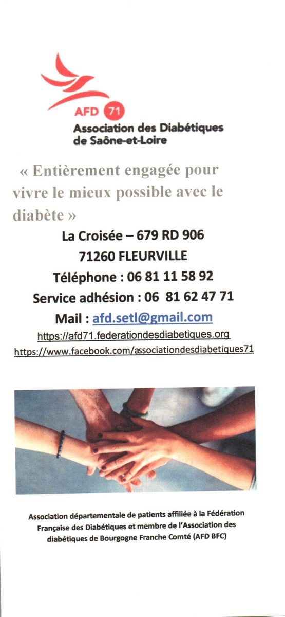 AFD 71 : UNE ASSOCIATION ENGAGEE POUR MIEUX VIVRE AVEC LE DIABETE